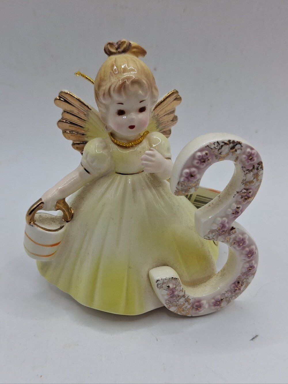 Josef Originals 3rd Birthday Porcelain Angel Figurine Pale Yellow